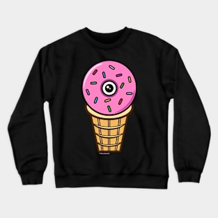 Ice Cream Donut Eyeball - Strawberry Crewneck Sweatshirt